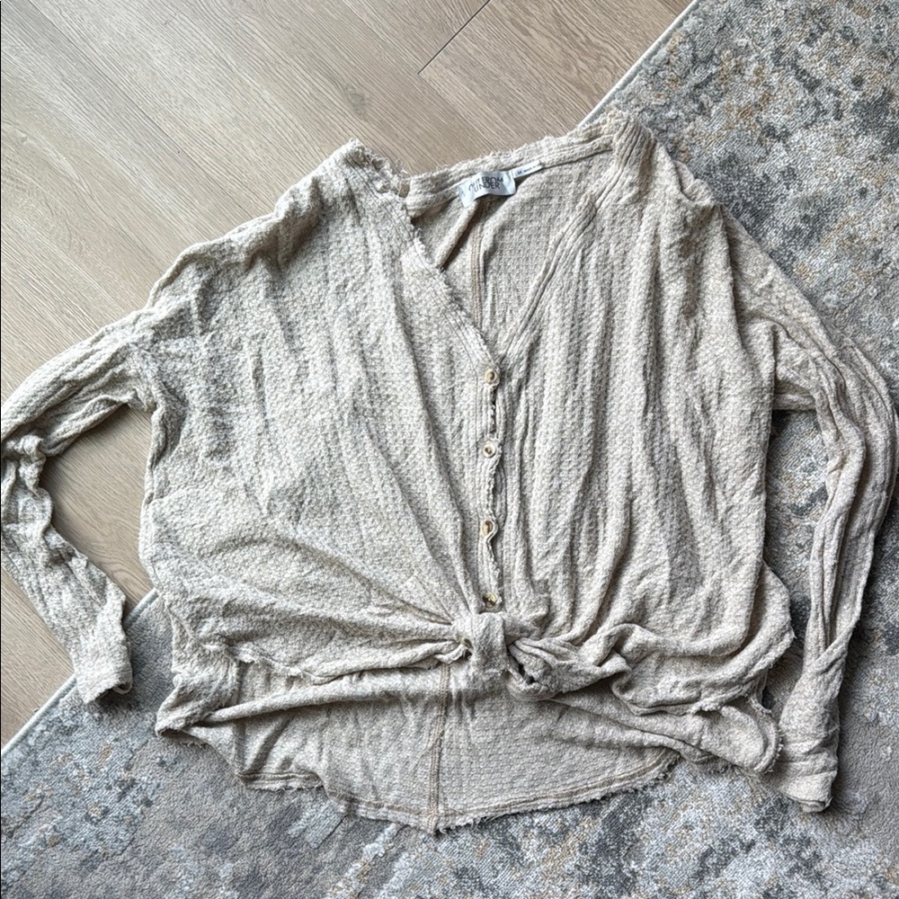 Women's Beige Button-Up Top